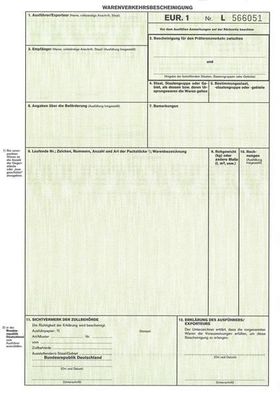 50x RNK Verlag 2271 Warenverkehrsbescheinigung EUR.1 SD 1 x 2 Blatt DIN A4
