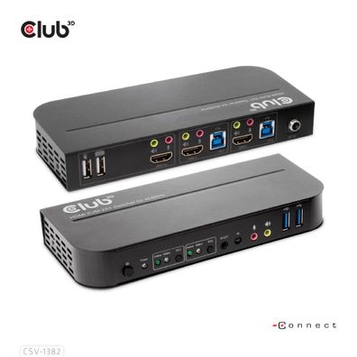 Club 3D CSV-1382 Club3D KVM Switch 4K60Hz 2x HDMI > HDMI/2xUSB/Audio retail