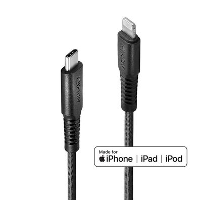 Lindy 31285 Lindy 0.5m verstärktes USB Typ C an Lightning Ladekabel