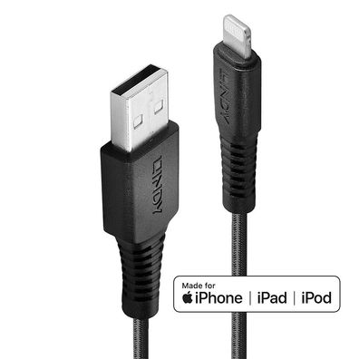 Lindy 31290 Lindy 0.5m verstärktes USB Typ A an Lightning Ladekabel