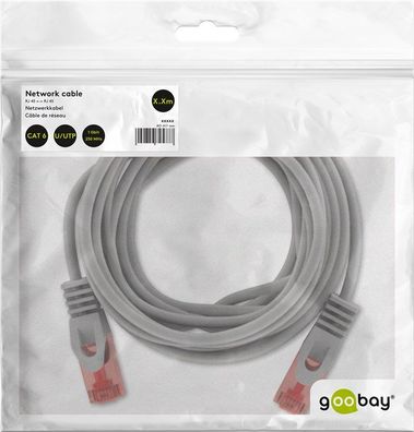 Goobay 72578 CAT 6 Patchkabel, U/UTP, Grau Kupferkaschierter Aluminiumleiter (CCA)