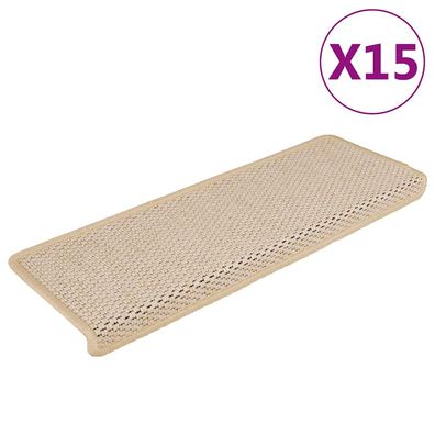 vidaXL Treppenmatten Selbstklebend Sisal-Optik 15 Stk. 65x21x4cm Creme