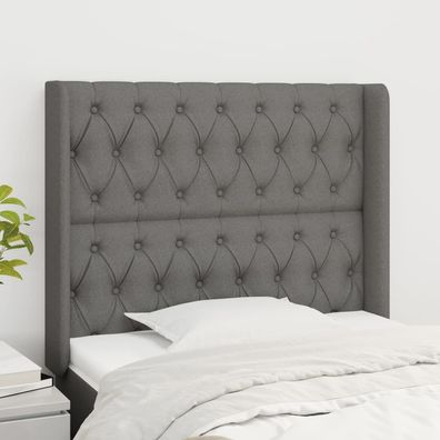 vidaXL Kopfteil mit Ohren Dunkelgrau 103x16x118/128 cm Stoff