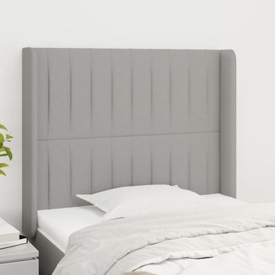 vidaXL Kopfteil mit Ohren Hellgrau 93x16x118/128 cm Stoff