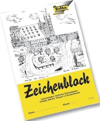 20x Folia 8104 Zeichenblock mit Leinenecken 120g/qm DIN A4 10 Blatt