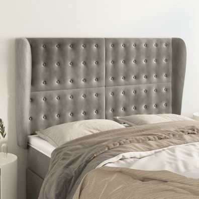 vidaXL Kopfteil mit Ohren Hellgrau 147x23x118/128 cm Samt