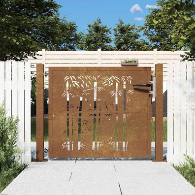 vidaXL Gartentor 105x80 cm Cortenstahl Bambus-Design