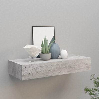 vidaXL Wandregal mit Schublade Betongrau 60x23,5x10 cm MDF