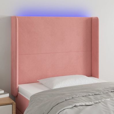 vidaXL LED Kopfteil Rosa 93x16x118/128 cm Samt