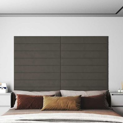 vidaXL Wandpaneele 12 Stk. Dunkelgrau 90x15 cm Samt 1,62 m²