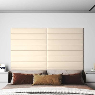 vidaXL Wandpaneele 12 Stk. Creme 90x15 cm Samt 1,62 m²