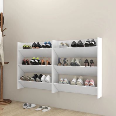 vidaXL Wand-Schuhschränke 2 Stk. Weiß 80x18x90 cm Holzwerkstoff