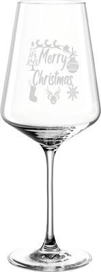 Leonardo Puccini Weinglas 560ml mit Gravur Merry Christmas - für Rot- & Weisswein