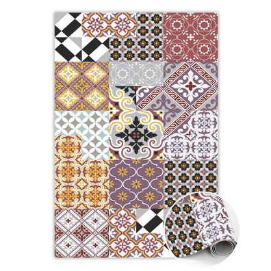 Teppich Pvc Zum Schlafzimmer Tulup Mehrfarbigfliesenmischung Bodenmatte