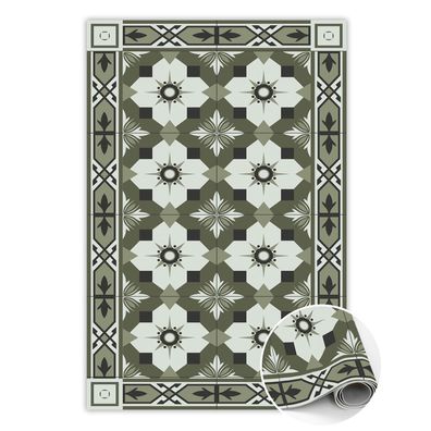 Teppich Pvc Zum Schlafzimmer Tulup Grün gekacheltes Geometrisches Muster Bodenmatte