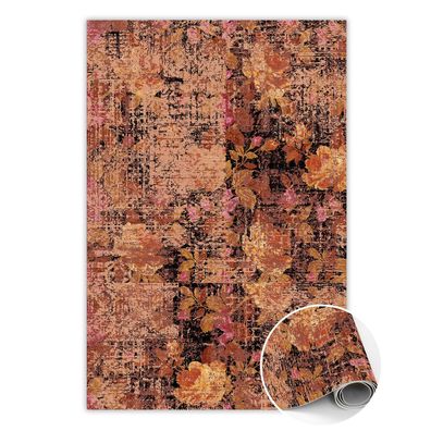 Pvc Teppich Zum Wohnzimmer Tulup Braun vintage-Blumen Bodenmatte