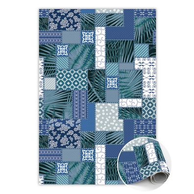 Vinyl Teppich Zum Wohnzimmer Tulup Grüntropisches Patchwork Bodenmatte