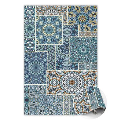 Vinyl Teppich Zum Schlafzimmer Tulup Grünmandala-Patchwork Bodenmatte