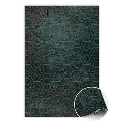 Vinyl Teppich Zum Schlafzimmer Tulup Grünretro-Sechsecke Bodenmatte
