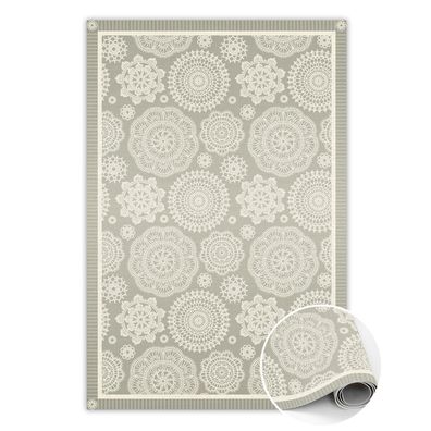 Pvc Teppich Zum Wohnzimmer Tulup Beigeblumenmandalas Bodenmatte