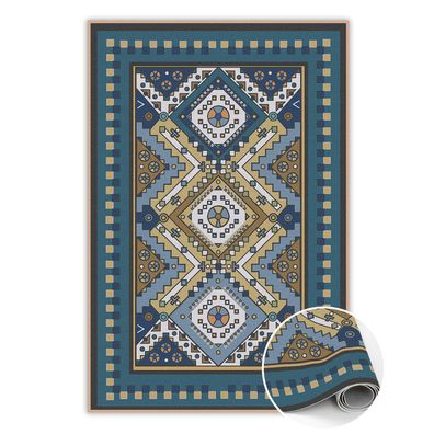 Vinyl Teppich Läufer Zum Schlafzimmer Tulup Marine Blau marokkanische Muster Bodenmat