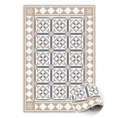 Pvc Teppich Zum Flur Tulup Beige rautenförmiger Würfel Bodenmatte