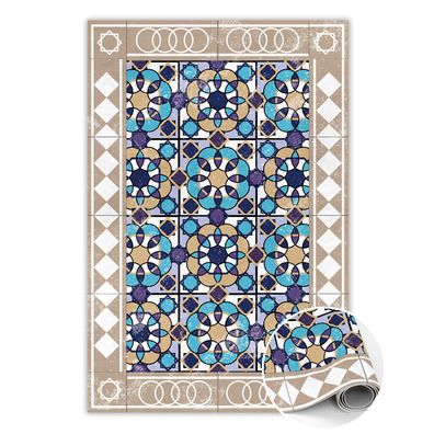 Vinyl Teppich Läufer Zum Wohnzimmer Tulup Beige quadrate Zu Rauten Bodenmatte