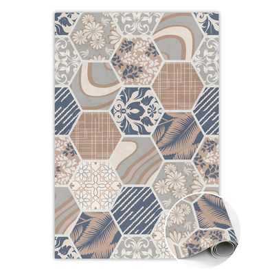 Vinyl Teppich Zum Flur Tulup Beige hawaiianische Sechsecke Bodenmatte