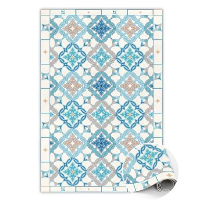 Teppich Auf Pvc Zum Wohnzimmer Tulup Blau geometrisches Gewebe Bodenmatte