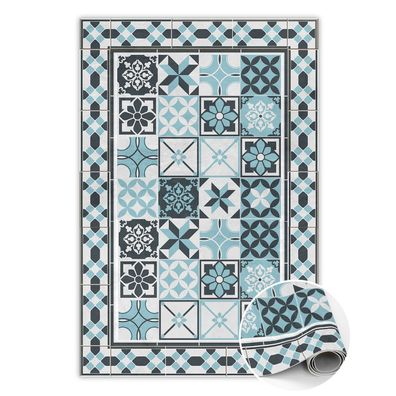 Pvc Teppich Zum Flur Tulup Blaudreifarbige Geometrie Bodenmatte