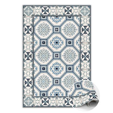 Teppich Auf Pvc Zur Küche Tulup Blau geometrische Formen Bodenmatte