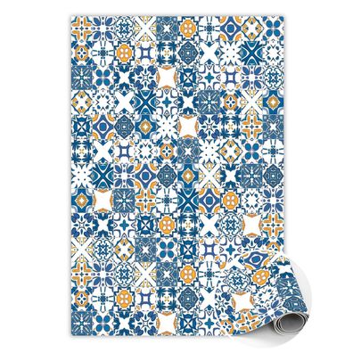 Teppich Pvc Zur Küche Tulup Blau marokkanische Fliesen Bodenmatte