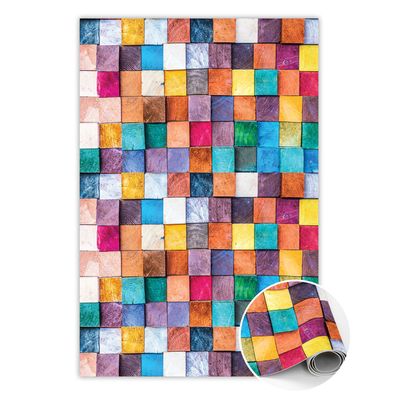 Vinyl Teppich Zur Küche Tulup Mehrfarbig holzwürfel Bodenmatte