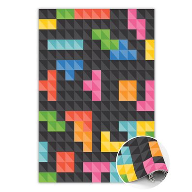 Vinyl Teppich Läufer Zur Küche Tulup Schwarztetris-Würfel Bodenmatte