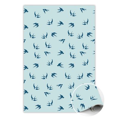 Pvc Teppich Zur Küche Tulup Marine Blau schwalben Bodenmatte