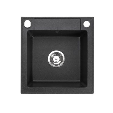 QLS Granitspüle Belmondo 46x44 cm Einbauspüle Spülbecken schwarz gesprenkelt 11316