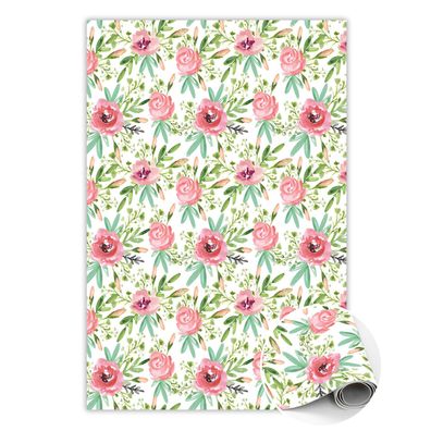 Teppich Auf Pvc Zum Schlafzimmer Tulup Grün aquarellrosen Bodenmatte