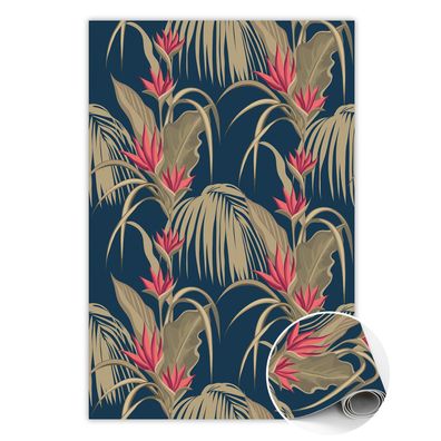 Teppich Pvc Zur Küche Tulup Marine Blau exotische Vegetation Bodenmatte