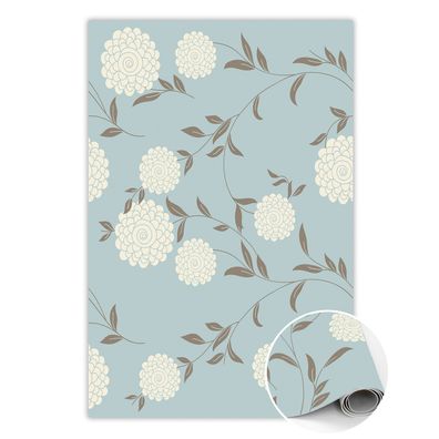 Vinyl Teppich Läufer Zum Schlafzimmer Tulup Blau große Knospen Bodenmatte