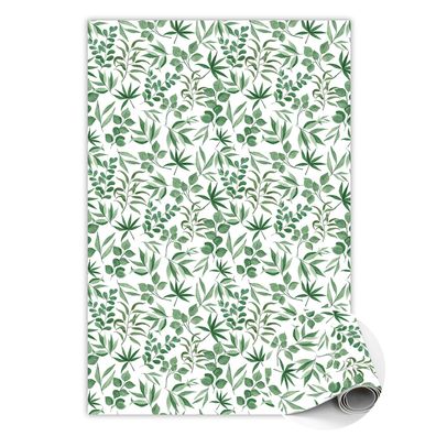 Vinyl Teppich Zum Wohnzimmer Tulup Grün kleine Blätter Bodenmatte