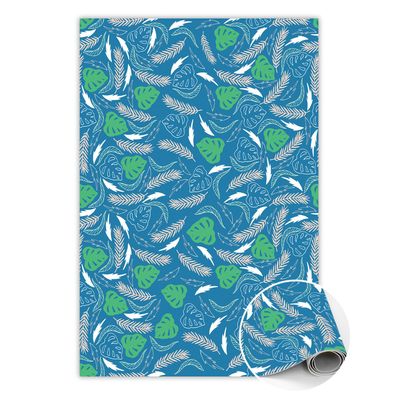 Pvc Teppich Zum Schlafzimmer Tulup Blau hawaiianische Blätter Bodenmatte