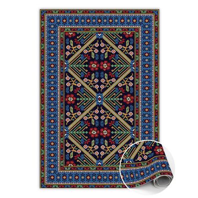 Teppich Pvc Zur Küche Tulup Grün geometrische Retro-Blumen Bodenmatte