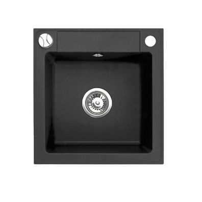 QLS Granitspüle Belmondo 46x44 cm Einbauspüle Spülbecken schwarz metallic 11320