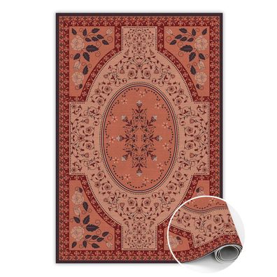 Vinyl Teppich Zum Wohnzimmer Tulup Rot blumenkranzmuster Bodenmatte