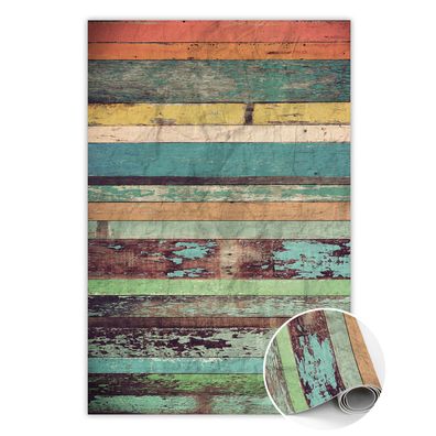 Teppich Auf Pvc Zum Wohnzimmer Tulup Mehrfarbig bunte Bretter Bodenmatte