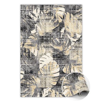 Teppich Auf Pvc Zur Küche Tulup Graumonstera-Blatt-Motiv Bodenmatte