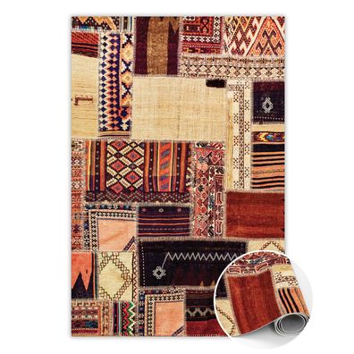 Vinyl Teppich Läufer Zum Wohnzimmer Tulup Braunabstraktes Patchwork Bodenmatte