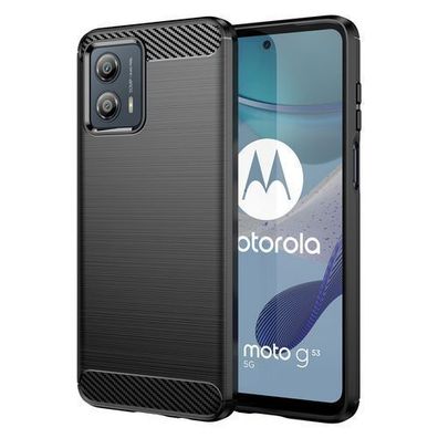 Flexibles Carbon-Silikon-Case fuer Motorola Moto G53 in Schwarz