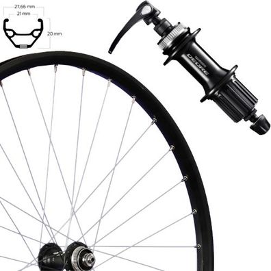 Hinterrad 28", Disc Centerlock, schwarz/silber, SE TAURUS 21, Aluminium, Deore