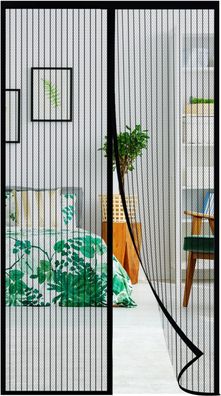 Fliegengitter Tür 100x200cm Schwarz Magnet Insektenschutz Ohne Bohren Balkon